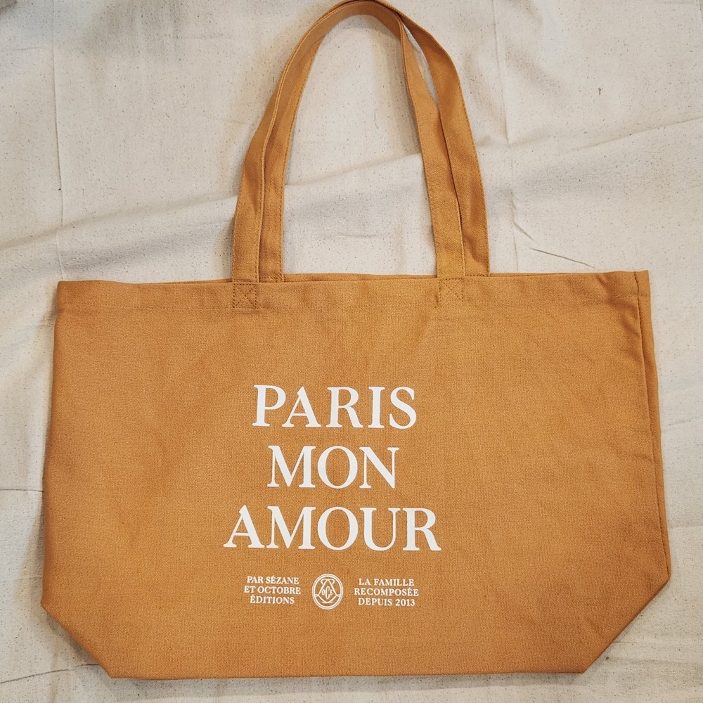 Paris Mon Amour Sézane Cotton Tote Bag mustard yellow sezane Canvas Promo